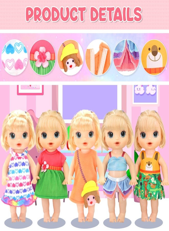 UNICORN ELEMENT 9 Pcs Alive Baby Girl Doll Clothes for 10-12 Inch Girl Dolls，12 Inch Alive Baby Doll Clothes Accessories Dress Outfits，Best Gift for Kids（No Dolls） - Image 4